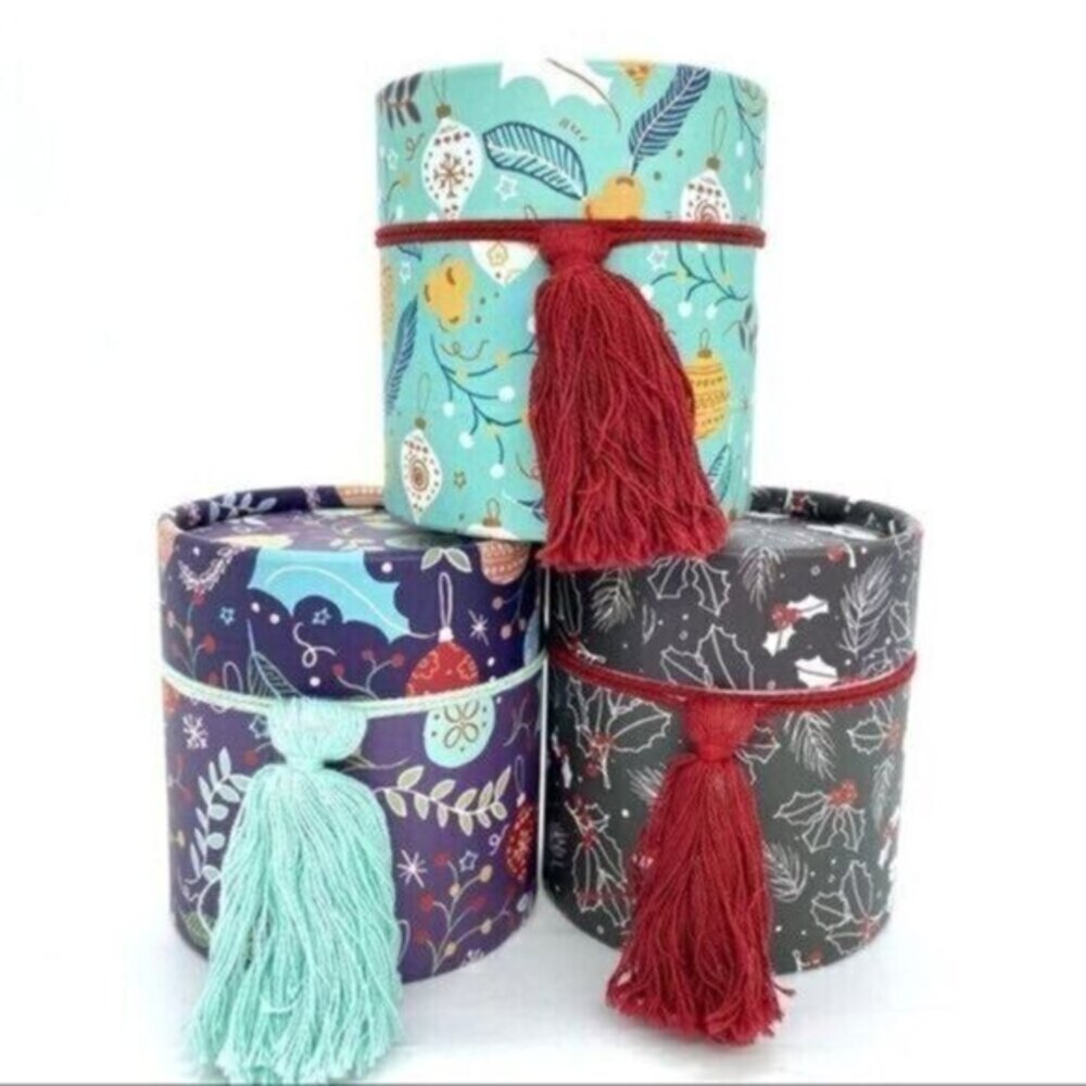 Wild Sage Boxed Candle Set of 3 New Mulled Wine, Champagne, and Linzer Torte